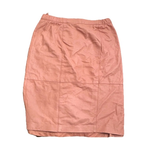 Vintage Real Soft Leather MIDI Skirt Light Pink Size 18 Plus Size Stretchy Cd Ts - Picture 3 of 4